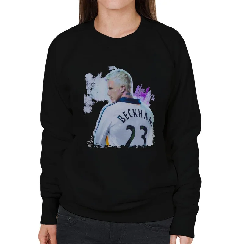 Sidney Maurer Original Portrait Of David Beckham Real Madrid Kit Women's Sweatshirt