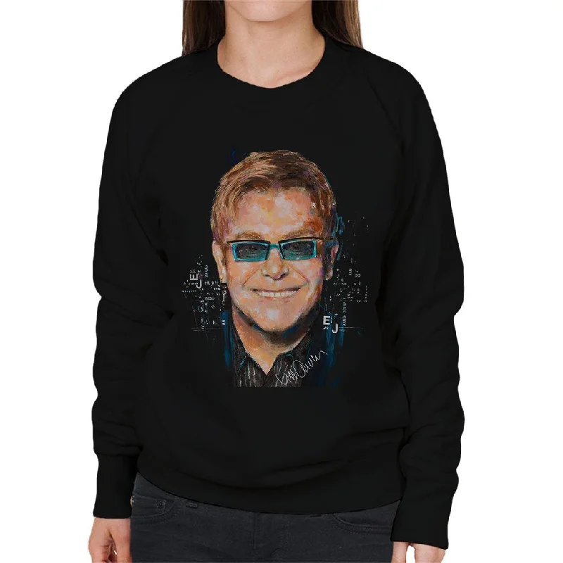 Sidney Maurer Original Portrait Of Elton John Women's Sweatshirt