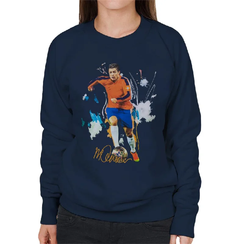 Sidney Maurer Original Portrait Of Football Star Cristiano Ronaldo Women's Sweatshirt