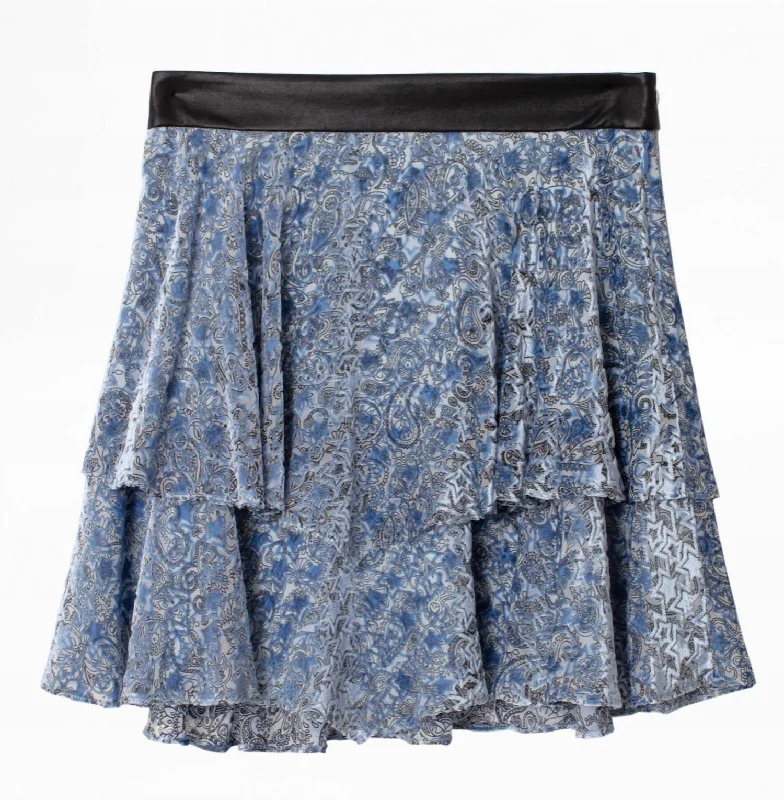 Burnout Jim Velvet Skirt In Blue