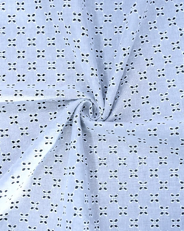 WHITE COTTON SCHIFFLI EMBROIDERY FABRIC (WIDTH: 40-42 INCHES)