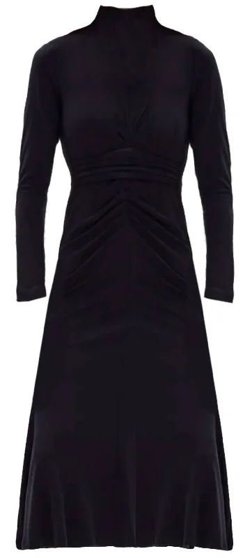 Women's Marquise High Neck Midi Dress In Black