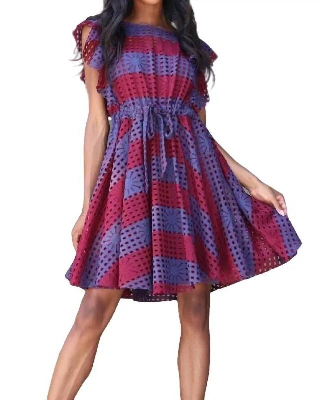 Simona Dress In Wine Stripe