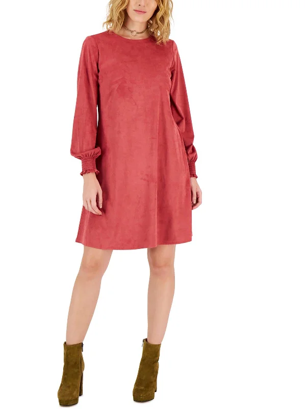 Womens Faux Suede Short Mini Dress