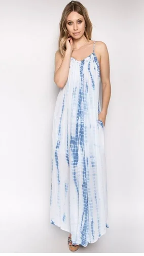 TYE DYE MAXI DRESS IN BLUE