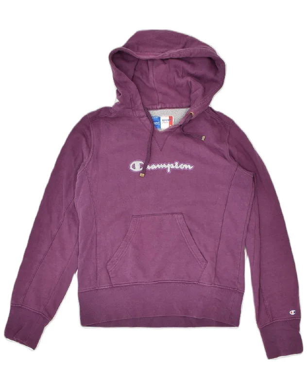 CHAMPION Womens Heritage Classics Hoodie Jumper UK 14 Medium Purple Cotton