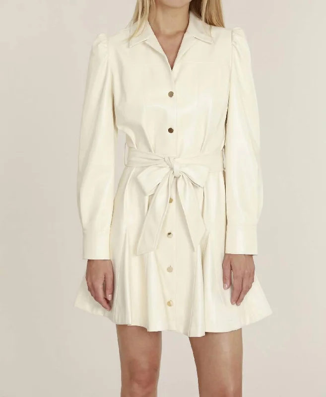 Vegan Belted Dress In Ivory