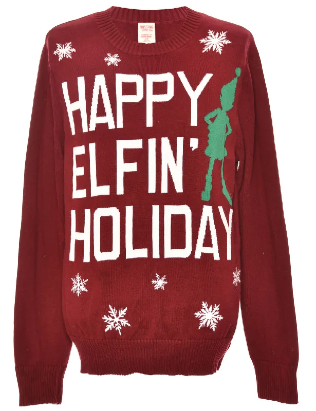 Maroon Christmas Jumper - L