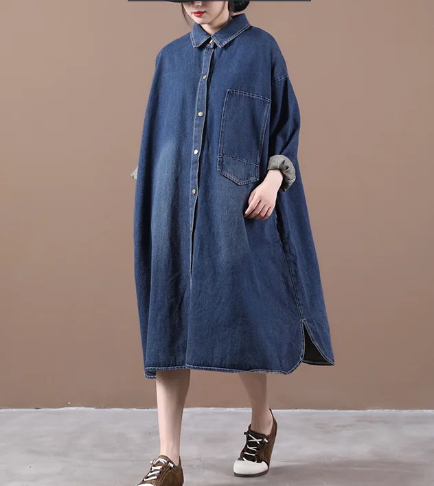 Women Dresses Casual Denim Women Dresses Long Sleeve WG97215