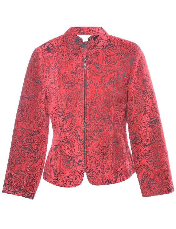 Paisley Pattern Red Tapestry Jacket - S