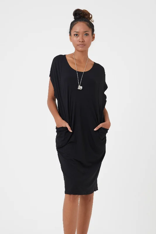 Women's Black Jersey Tunic With Pockets | Billie