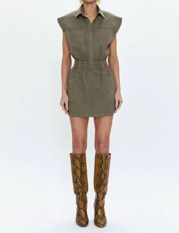 Rosie Mini Dress In Dark Olive