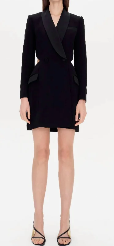 Wilma Cut Out Shawl Blazer Dress In Black